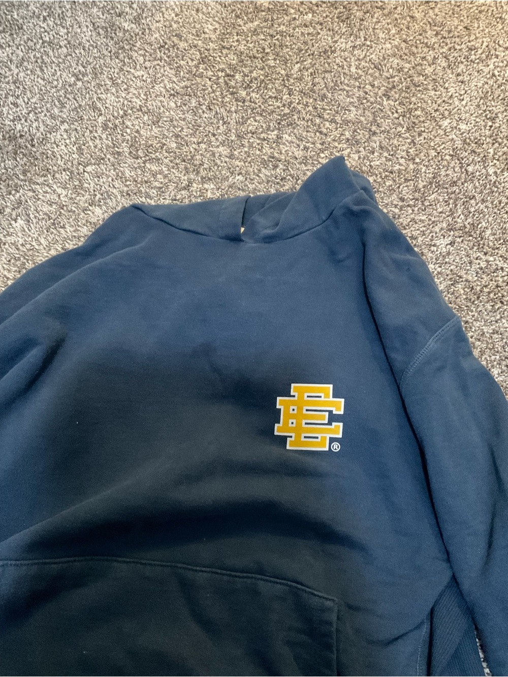 Eric Emanuel Navy Crewneck Sweatshirt with Gold Logo